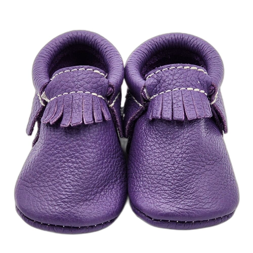 Freshly Picked Moccasin Leather Fringe Baby Shoes Booties 12-18 Months Size 3